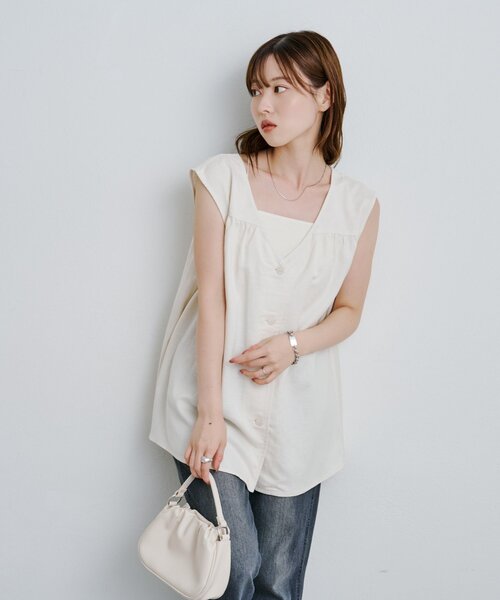 Kastane（カスタネ）の「*【前後2WAY】B 編み上げベスト（ベスト・レディース・ネイビー/アイボリー・FREE）」の5枚目の写真