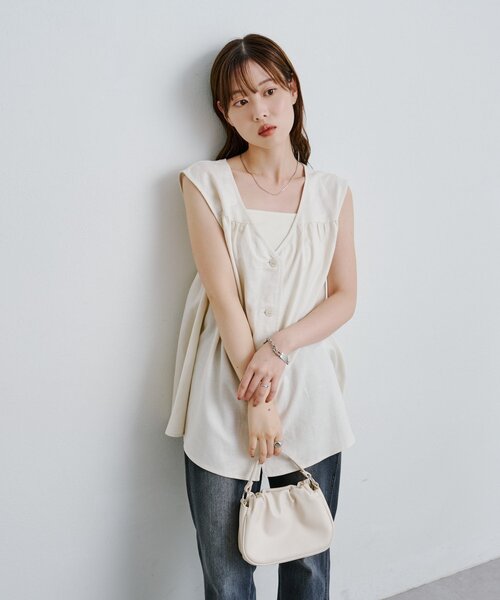 Kastane（カスタネ）の「*【前後2WAY】B 編み上げベスト（ベスト・レディース・ネイビー/アイボリー・FREE）」の6枚目の写真