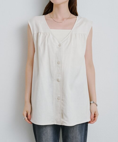 Kastane（カスタネ）の「*【前後2WAY】B 編み上げベスト（ベスト・レディース・ネイビー/アイボリー・FREE）」の19枚目の写真