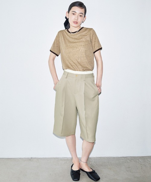 MEDE19F（メデジュウキュウ）の「ＢＲＡＮＤ　ＮＥＷ　ＭＩＸ　ＳＴＹＬＥ　つぶつぶネップ風生地のジェラートカラーリンガーＴシャツ（Tシャツ/カットソー・レディース・ブラック系その他/ベージュ系その他/ブルー系その他・3L/LL/L/M/S）」の13枚目の写真