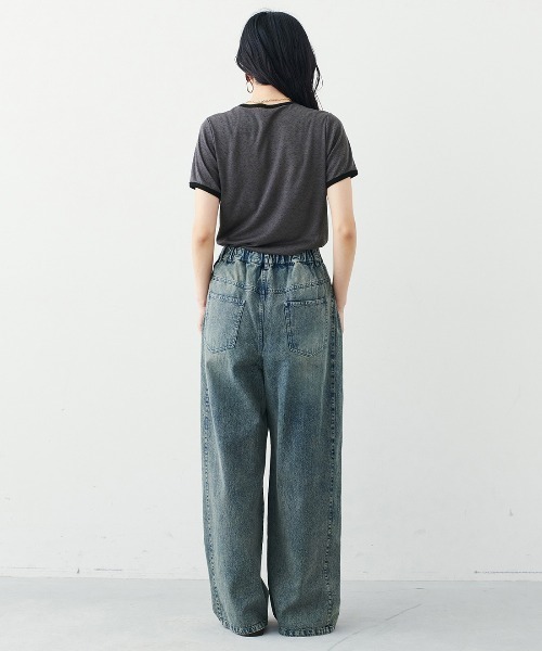 MEDE19F（メデジュウキュウ）の「ＢＲＡＮＤ　ＮＥＷ　ＭＩＸ　ＳＴＹＬＥ　つぶつぶネップ風生地のジェラートカラーリンガーＴシャツ（Tシャツ/カットソー・レディース・ブラック系その他/ベージュ系その他/ブルー系その他・3L/LL/L/M/S）」の10枚目の写真