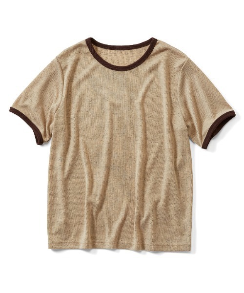 MEDE19F（メデジュウキュウ）の「ＢＲＡＮＤ　ＮＥＷ　ＭＩＸ　ＳＴＹＬＥ　つぶつぶネップ風生地のジェラートカラーリンガーＴシャツ（Tシャツ/カットソー・レディース・ブラック系その他/ベージュ系その他/ブルー系その他・3L/LL/L/M/S）」の12枚目の写真