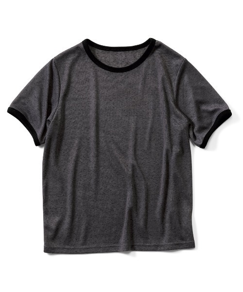 MEDE19F（メデジュウキュウ）の「ＢＲＡＮＤ　ＮＥＷ　ＭＩＸ　ＳＴＹＬＥ　つぶつぶネップ風生地のジェラートカラーリンガーＴシャツ（Tシャツ/カットソー・レディース・ブラック系その他/ベージュ系その他/ブルー系その他・3L/LL/L/M/S）」の4枚目の写真