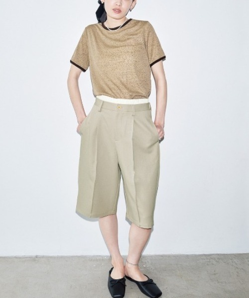 MEDE19F(メデジュウキュウ)の「BRAND NEW MIX STYLE つぶつぶネップ風生地のジェラートカラーリンガーTシャツ(Tシャツ/カットソー・レディース・ブラック系その他/ベージュ系その他/ブルー系その他・3L/LL/L/M/S)」の4枚目の写真