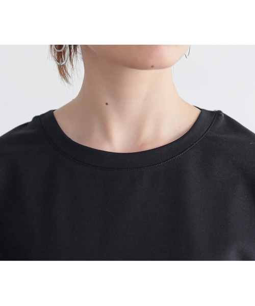 n'OrLABEL(ノアールレーベル)の「【接触冷感】ウェーブ配色切替ポンチカットソー(Tシャツ/カットソー・レディース・ブラック/カーキ・1/2)」の9枚目の写真