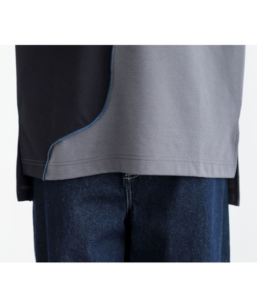 n'OrLABEL(ノアールレーベル)の「【接触冷感】ウェーブ配色切替ポンチカットソー(Tシャツ/カットソー・レディース・ブラック/カーキ・1/2)」の13枚目の写真