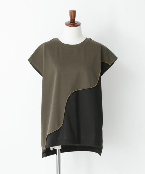 n'OrLABEL(ノアールレーベル)の「【接触冷感】ウェーブ配色切替ポンチカットソー(Tシャツ/カットソー・レディース・ブラック/カーキ・1/2)」の15枚目の写真