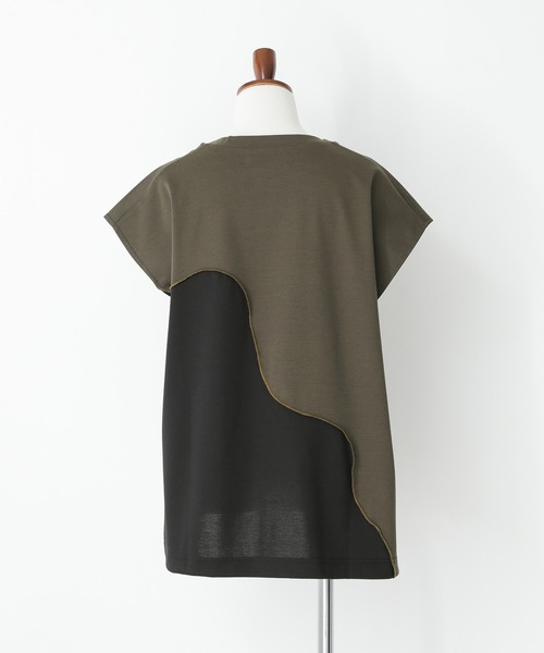 n'OrLABEL(ノアールレーベル)の「【接触冷感】ウェーブ配色切替ポンチカットソー(Tシャツ/カットソー・レディース・ブラック/カーキ・1/2)」の17枚目の写真