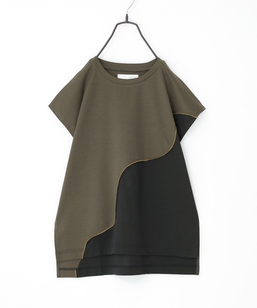 n'OrLABEL(ノアールレーベル)の「【接触冷感】ウェーブ配色切替ポンチカットソー(Tシャツ/カットソー・レディース・ブラック/カーキ・1/2)」の21枚目の写真
