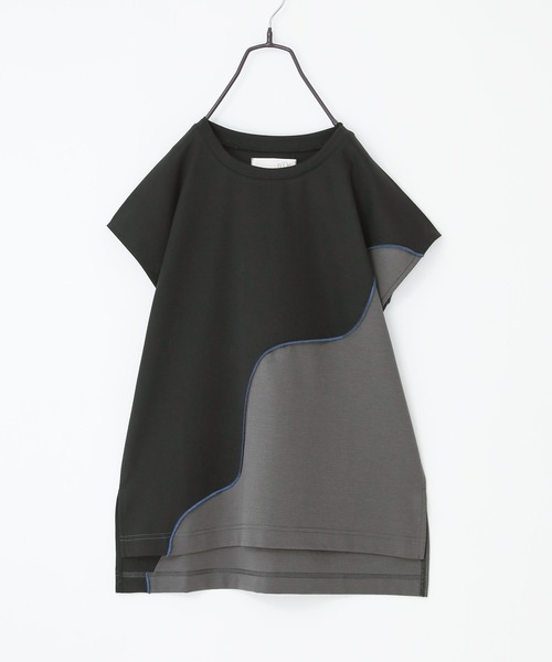 n'OrLABEL(ノアールレーベル)の「【接触冷感】ウェーブ配色切替ポンチカットソー(Tシャツ/カットソー・レディース・ブラック/カーキ・1/2)」の22枚目の写真