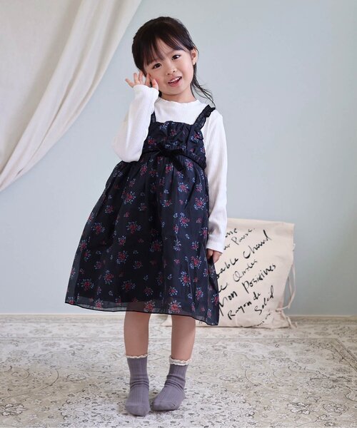 apres les cours（アプレレクール）の「ヴィンテージフラワーワンピース＿アプレレクールマシェリ（ワンピース・キッズ・ピンク/ブラック・140/130/120/110/100/90/80）」の18枚目の写真