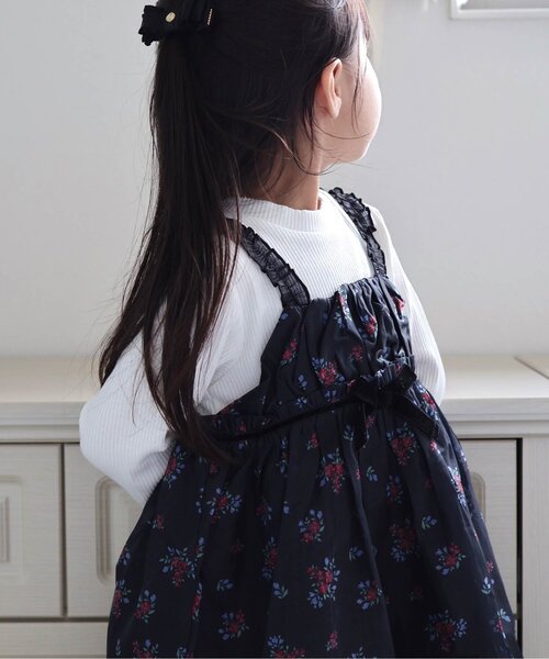 apres les cours（アプレレクール）の「ヴィンテージフラワーワンピース＿アプレレクールマシェリ（ワンピース・キッズ・ピンク/ブラック・140/130/120/110/100/90/80）」の3枚目の写真
