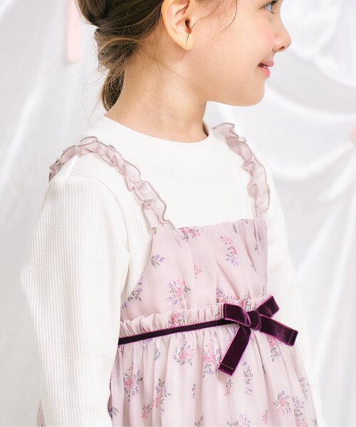 apres les cours（アプレレクール）の「ヴィンテージフラワーワンピース＿アプレレクールマシェリ（ワンピース・キッズ・ピンク/ブラック・140/130/120/110/100/90/80）」の8枚目の写真