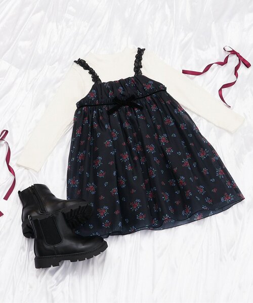 apres les cours（アプレレクール）の「ヴィンテージフラワーワンピース＿アプレレクールマシェリ（ワンピース・キッズ・ピンク/ブラック・140/130/120/110/100/90/80）」の20枚目の写真