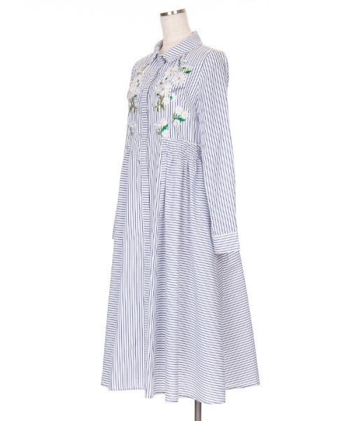 chesty フラワー刺繍シャツワンピース フラワー刺繍シャツワンピース（ワンピース）｜Chesty（チェス