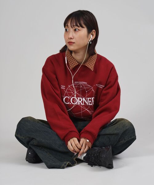 FFEIN（フェイン）の「【FFEIN（フェイン）】ヘビーウエイトサークルロゴスウェット / 裏起毛 スウェット クルーネック ワンポイント プリント（スウェット・メンズ・ネイビー/ブラック/ワイン/ブラウン/アッシュグレー・MEDIUM/LARGE/SMALL）」の16枚目の写真