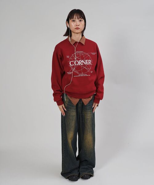 FFEIN（フェイン）の「【FFEIN（フェイン）】ヘビーウエイトサークルロゴスウェット / 裏起毛 スウェット クルーネック ワンポイント プリント（スウェット・メンズ・ネイビー/ブラック/ワイン/ブラウン/アッシュグレー・MEDIUM/LARGE/SMALL）」の20枚目の写真