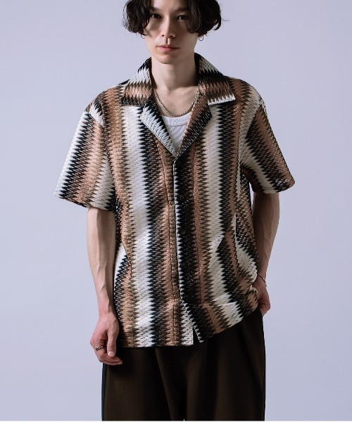 Crownor(クラウノアー)の「レース編み デザイン シャツ(シャツ/ブラウス・メンズ・カーキ/ブラック・LARGE/MEDIUM)」の16枚目の写真