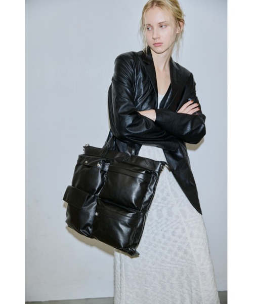 セール】BIGポケットヘルメットバッグ / フェイクレザー2WAYバッグ