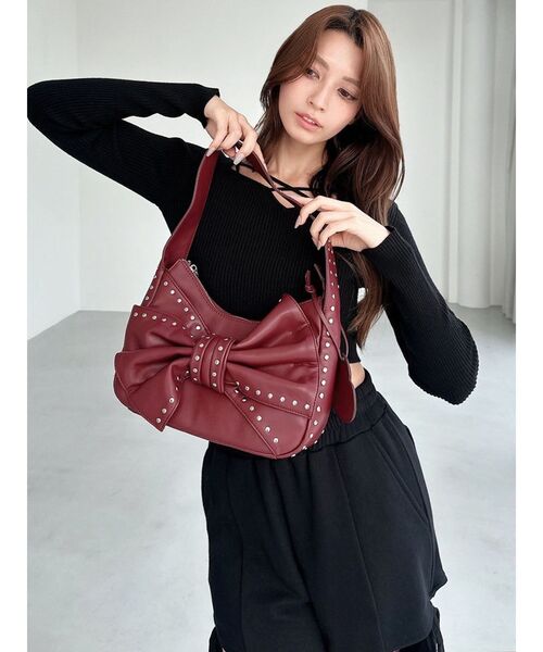 RESEXXY（リゼクシー）の「スタッズポイントビッグリボンバッグ（ショルダーバッグ・レディース・レッド/ブラック/アイボリー・FREE）」の7枚目の写真
