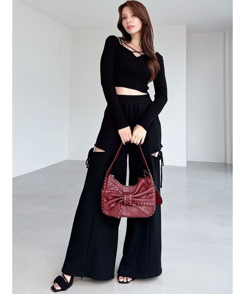 RESEXXY（リゼクシー）の「スタッズポイントビッグリボンバッグ（ショルダーバッグ・レディース・レッド/ブラック/アイボリー・FREE）」の9枚目の写真