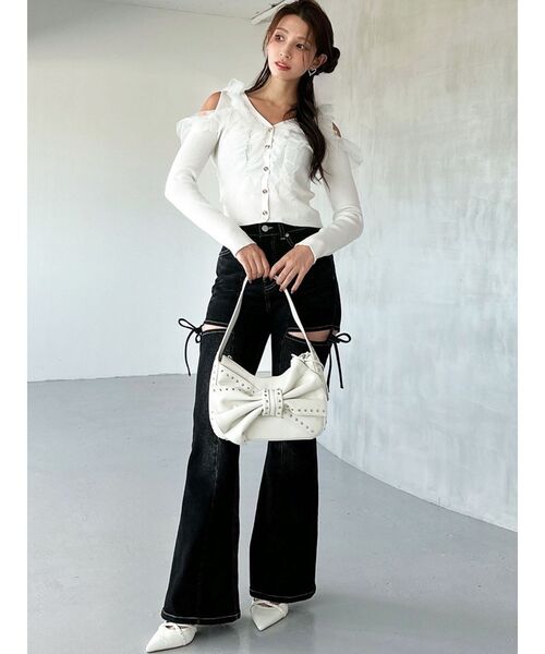 RESEXXY（リゼクシー）の「スタッズポイントビッグリボンバッグ（ショルダーバッグ・レディース・レッド/ブラック/アイボリー・FREE）」の19枚目の写真