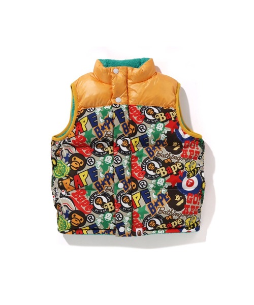 A BATHING APE（アベイシングエイプ）の「BAPE MILO ASSORTED REVERSIBLE DOWN VEST（ダウンベスト・キッズ・ブラック/グリーン・120）」の2枚目の写真