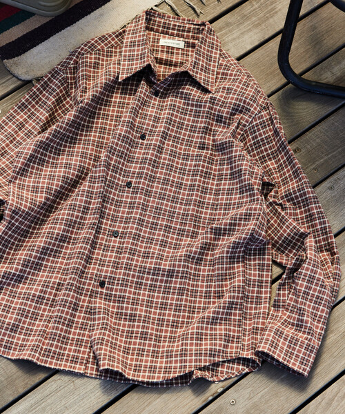 FREAK'S STORE（フリークスストア）の「限定展開 Relax Fit リラックスフィット レギュラーカラー ネル チェックシャツ（シャツ/ブラウス・メンズ・ブルー/ブラック/ブラウン/グリーン/ダークブラウン/ベージュ/サックスブルー・LARGE/MEDIUM/SMALL）」の12枚目の写真