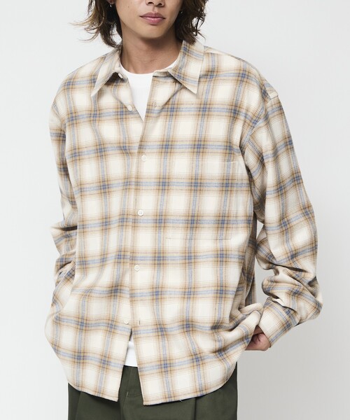 FREAK'S STORE（フリークスストア）の「限定展開 Relax Fit リラックスフィット レギュラーカラー ネル チェックシャツ（シャツ/ブラウス・メンズ・ブルー/ブラック/ブラウン/グリーン/ダークブラウン/ベージュ/サックスブルー・LARGE/MEDIUM/SMALL）」の10枚目の写真