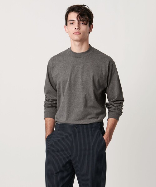 UNITED ARROWS（ユナイテッドアローズ）の「SARROWS オーガニックコットン モックネック ロングスリーブ Tシャツ（Tシャツ/カットソー・メンズ・ホワイト/ダークグレー・S/M/L/XL）」の2枚目の写真