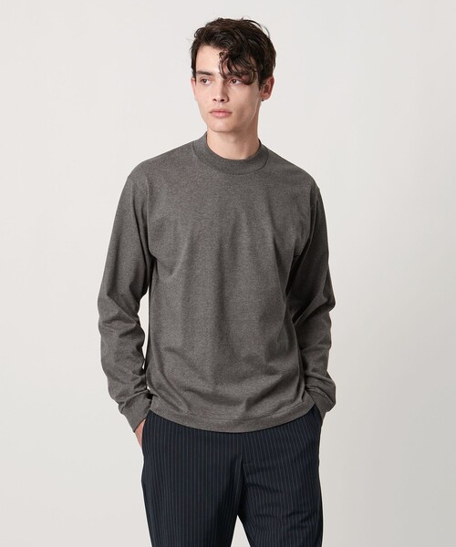 UNITED ARROWS（ユナイテッドアローズ）の「SARROWS オーガニックコットン モックネック ロングスリーブ Tシャツ（Tシャツ/カットソー・メンズ・ホワイト/ダークグレー・S/M/L/XL）」の5枚目の写真