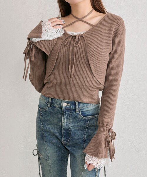 OLIVE des OLIVE（オリーブデオリーブ）の「【アンサンブル対応】ボレロアンサンブル（カーディガン/ボレロ・レディース・ブラック/オフホワイト/ブルー/モカ・FREE）」の10枚目の写真