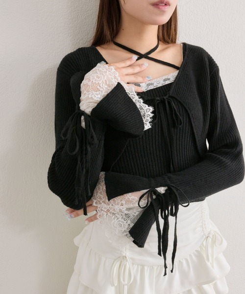 OLIVE des OLIVE（オリーブデオリーブ）の「【アンサンブル対応】ボレロアンサンブル（カーディガン/ボレロ・レディース・ブラック/オフホワイト/ブルー/モカ・FREE）」の3枚目の写真