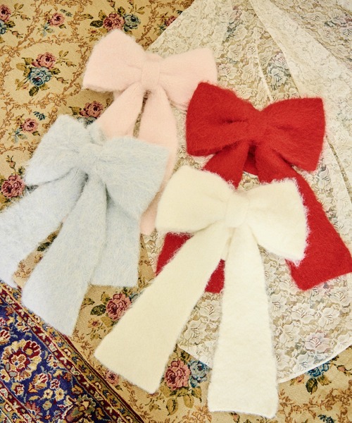 kutir(クティール)の「【クティールとレトロ】リボンマフラー(マフラー・レディース・レッド/ピンク/ブルー/オフホワイト・FREE)」の19枚目の写真