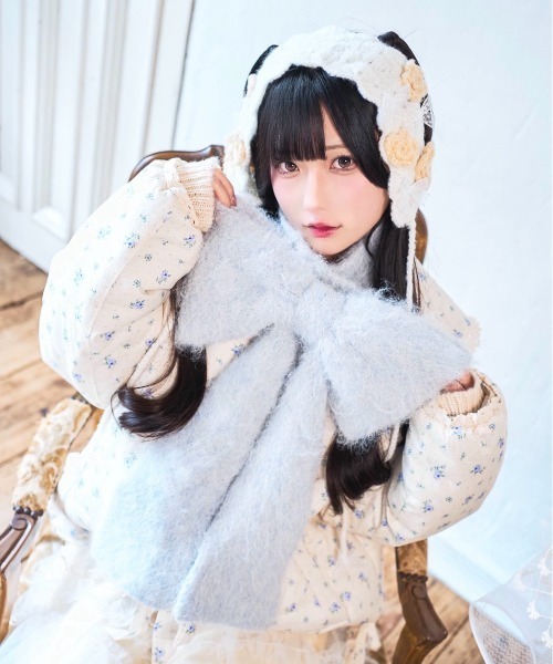 kutir(クティール)の「【クティールとレトロ】リボンマフラー(マフラー・レディース・レッド/ピンク/ブルー/オフホワイト・FREE)」の21枚目の写真