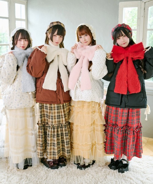 kutir(クティール)の「【クティールとレトロ】リボンマフラー(マフラー・レディース・レッド/ピンク/ブルー/オフホワイト・FREE)」の20枚目の写真