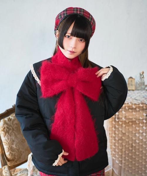 kutir(クティール)の「【クティールとレトロ】リボンマフラー(マフラー・レディース・レッド/ピンク/ブルー/オフホワイト・FREE)」の8枚目の写真