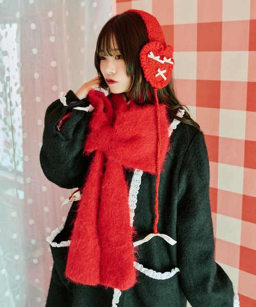 kutir(クティール)の「【クティールとレトロ】リボンマフラー(マフラー・レディース・レッド/ピンク/ブルー/オフホワイト・FREE)」の9枚目の写真