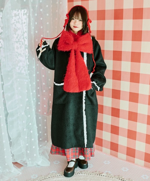 kutir(クティール)の「【クティールとレトロ】リボンマフラー(マフラー・レディース・レッド/ピンク/ブルー/オフホワイト・FREE)」の11枚目の写真