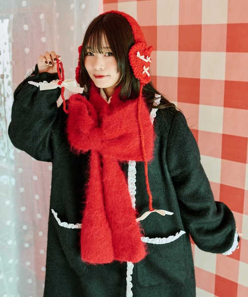 kutir(クティール)の「【クティールとレトロ】リボンマフラー(マフラー・レディース・レッド/ピンク/ブルー/オフホワイト・FREE)」の10枚目の写真