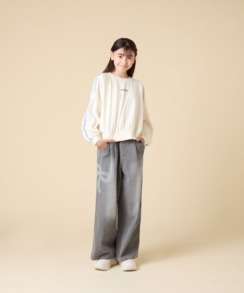 a.v.v（アーヴェヴェ）の「[130-160]配色ラインロンＴ（Tシャツ/カットソー・キッズ・アイボリー/ライトグレー・130/140/160/150）」の6枚目の写真