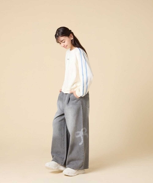 a.v.v（アーヴェヴェ）の「[130-160]配色ラインロンＴ（Tシャツ/カットソー・キッズ・アイボリー/ライトグレー・130/140/160/150）」の16枚目の写真