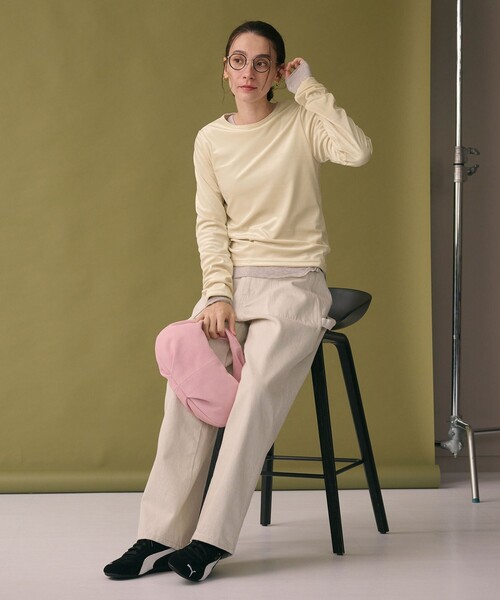 BEAUTY&YOUTH UNITED ARROWS（ビューティーアンドユースユナイテッドアローズ）の「ポリエステルブレンド ベロアロングスリーブ Tシャツ（Tシャツ/カットソー・レディース・モカ/オフホワイト/ブラック/ブラウン系・FREE）」の13枚目の写真