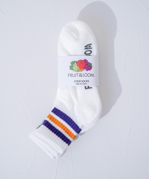 FRUIT OF THE LOOM（フルーツオブザルーム）の「Q FTL カラフルラインB / レディース / クォーター丈ソックス / ラインソックス（ソックス/靴下・レディース・その他・23～25cm）」の2枚目の写真