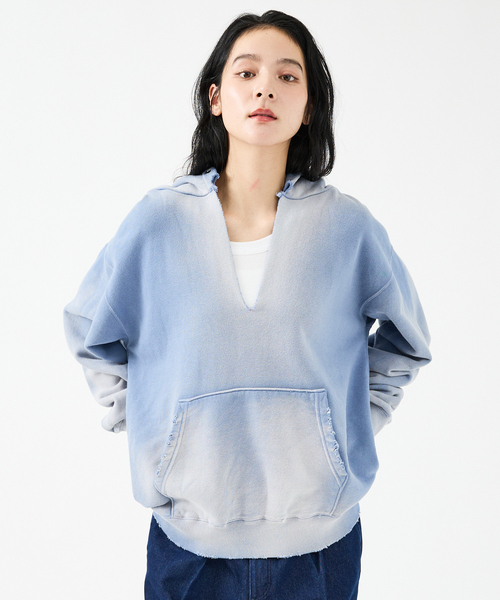 DENIM DELIGHT DAYS (デニム デライト デイズ)の「【JOHNBULL/ジョンブル】ヴィンテージ加工フーディ / レギュラーウェイト / パーカー 【WEB限定】(パーカー・レディース・スミクロ/ブルー/ピンク・フリー)」の15枚目の写真