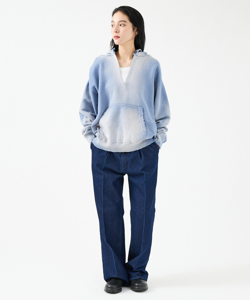 DENIM DELIGHT DAYS (デニム デライト デイズ)の「【JOHNBULL/ジョンブル】ヴィンテージ加工フーディ / レギュラーウェイト / パーカー 【WEB限定】(パーカー・レディース・スミクロ/ブルー/ピンク・フリー)」の17枚目の写真