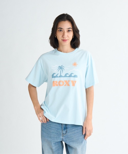 ROXY(ロキシー)の「SUNNY SUNSET TEE /ロキシーフロントプリント半袖Tシャツ(Tシャツ/カットソー・レディース・ミント/ピンク/ホワイト・X-LARGE/MEDIUM/LARGE)」の1枚目の写真