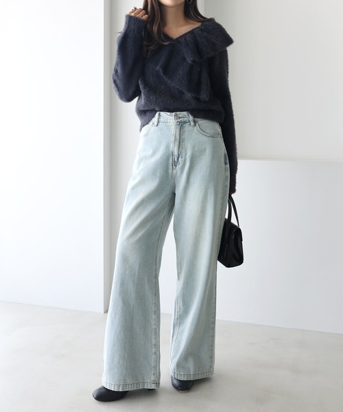 andme(アンドミー)の「シャギー起毛クロスフリルニットトップス(ニット/セーター・レディース・ネイビー/ベージュ/ブルー/アイボリー・M)」の13枚目の写真