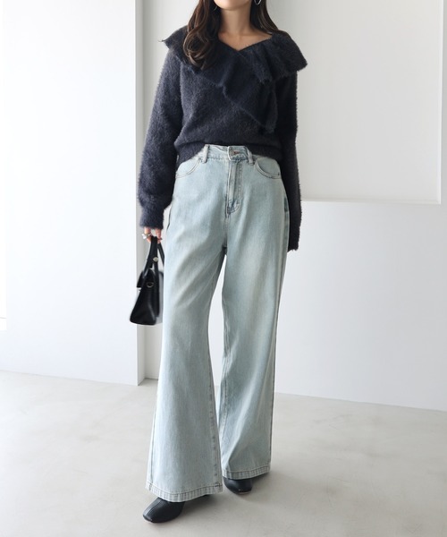 andme(アンドミー)の「シャギー起毛クロスフリルニットトップス(ニット/セーター・レディース・ネイビー/ベージュ/ブルー/アイボリー・M)」の16枚目の写真