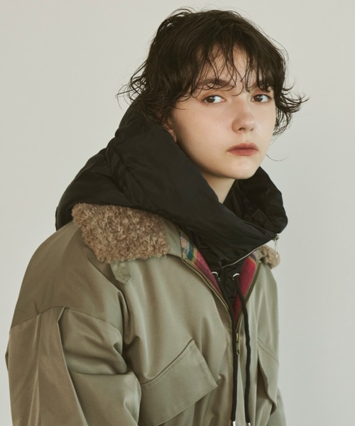 Unitage（ユニテージ）の「中綿フードウォーマー（ネックウォーマー/スヌード・レディース・ブラック・FREE）」の3枚目の写真